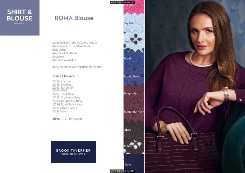 Roma Blouse Brook Taverner Shirts BT2279 Bipensiero Italy