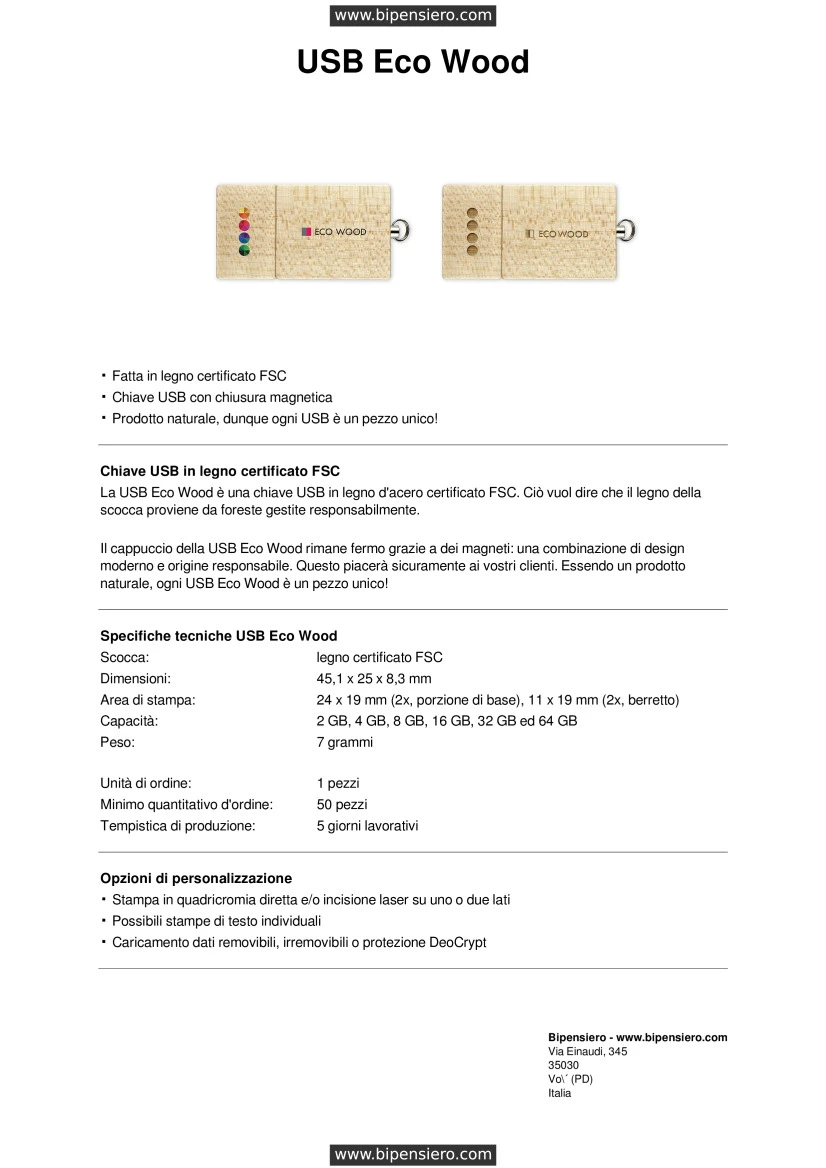 Scheda Tecnica - Tabella Taglie - DN-ECOWOOD