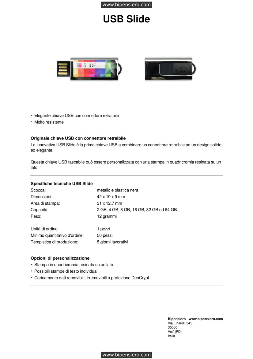 Usb Slide Usb Keys Dn Slide Bipensiero Italy