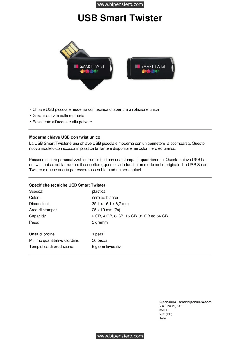 Scheda Tecnica - Tabella Taglie - DN-SMARTTWIST