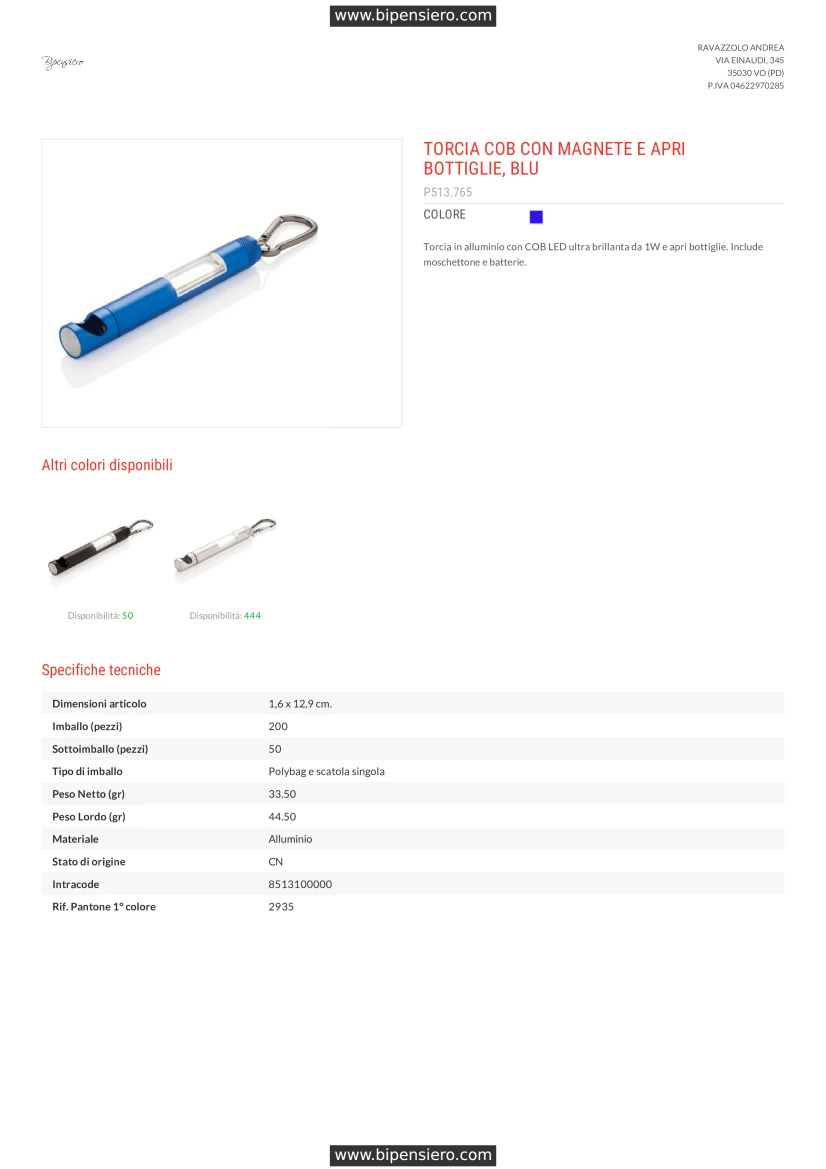 Scheda Tecnica - Tabella Taglie - XD Collection XIP513765